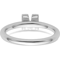 14K White Gold Diamond Initial M Ring with Pavé Set Round Diamonds - Stackable Size 7 by 0