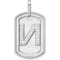14K White Gold Diamond Initial N Dog Tag Pendant - Personalized Jewelry with Sparkling Diamonds by Oro Pregiato