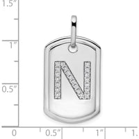 14K White Gold Diamond Initial N Dog Tag Pendant - Personalized Jewelry with Sparkling Diamonds by Oro Pregiato