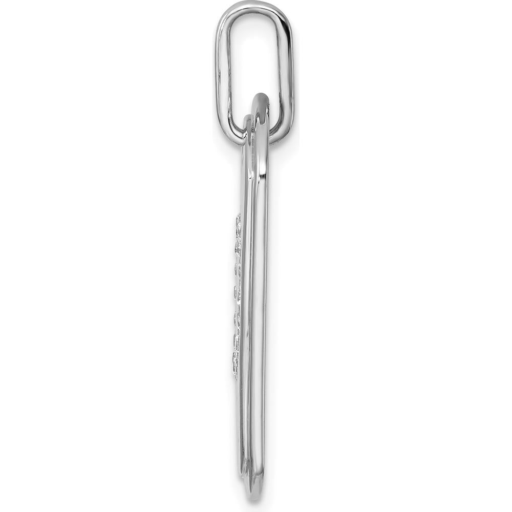 14K White Gold Diamond Initial "O" Dog Tag Charm with Diamonds - 0.35 Carat Total Diamond Weight by Oro Pregiato