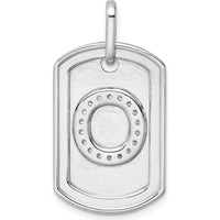 14K White Gold Diamond Initial "O" Dog Tag Charm with Diamonds - 0.35 Carat Total Diamond Weight by Oro Pregiato