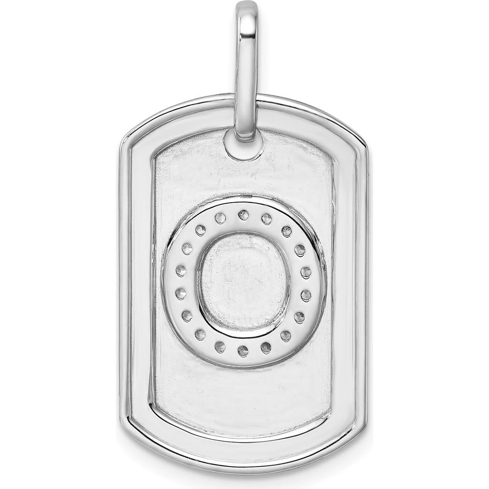 14K White Gold Diamond Initial "O" Dog Tag Charm with Diamonds - 0.35 Carat Total Diamond Weight by Oro Pregiato
