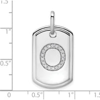 14K White Gold Diamond Initial "O" Dog Tag Charm with Diamonds - 0.35 Carat Total Diamond Weight by Oro Pregiato
