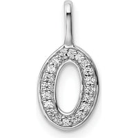 14K White Gold Diamond Initial "O" Pendant with Rhodium Plating by Oro Pregiato