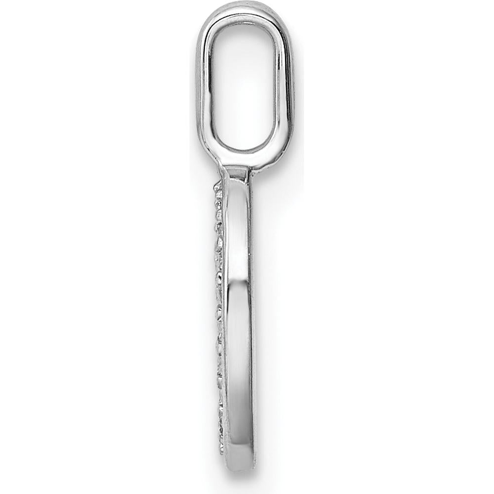 14K White Gold Diamond Initial "O" Pendant with Rhodium Plating by Oro Pregiato