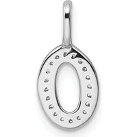 14K White Gold Diamond Initial "O" Pendant with Rhodium Plating by Oro Pregiato