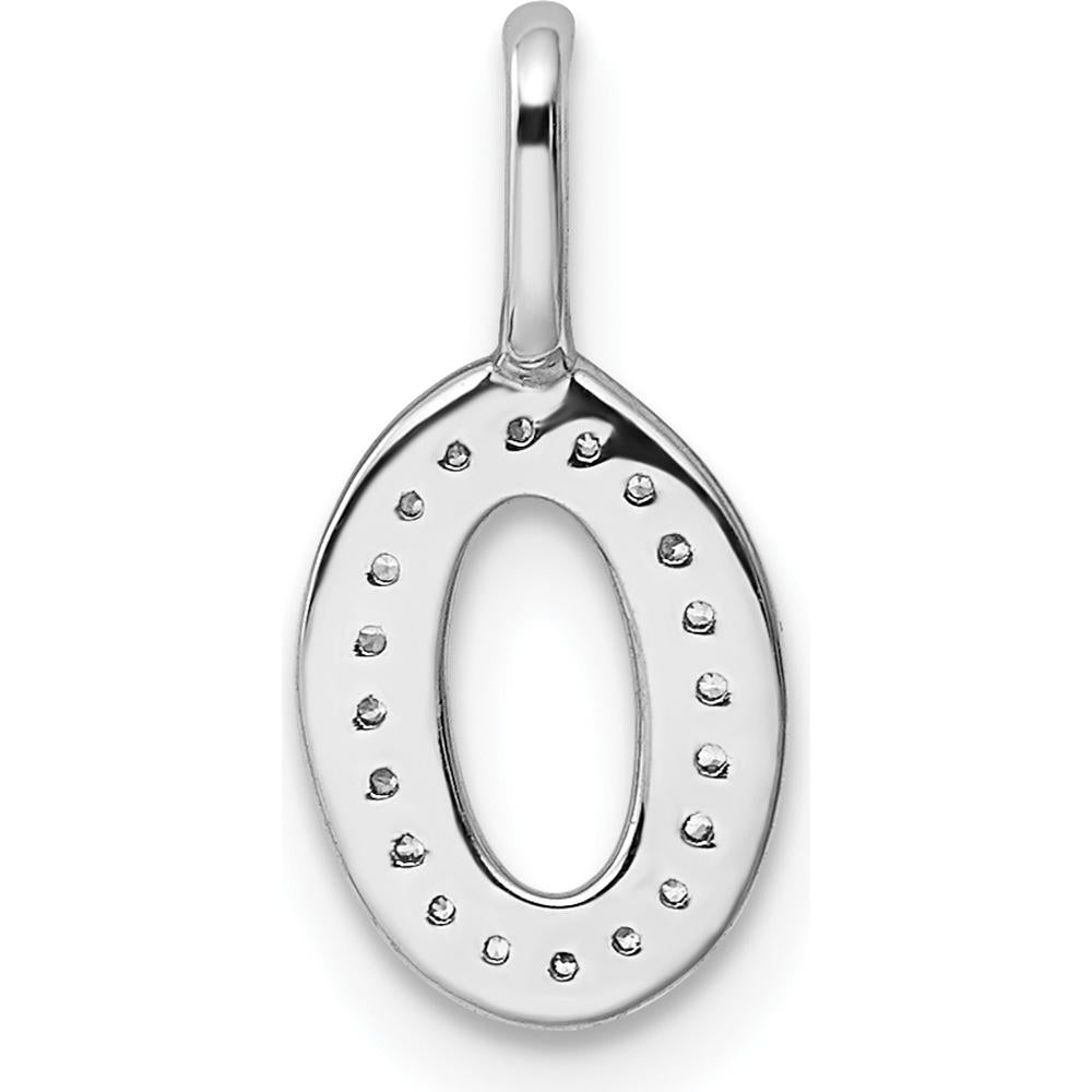 14K White Gold Diamond Initial "O" Pendant with Rhodium Plating by Oro Pregiato