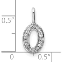 14K White Gold Diamond Initial "O" Pendant with Rhodium Plating by Oro Pregiato