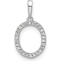 14K White Gold Diamond Initial "O" Pendant with Round Diamonds - Personalized Design by Oro Pregiato
