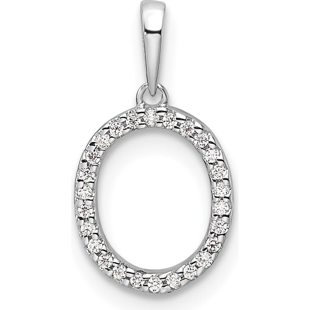 14K White Gold Diamond Initial "O" Pendant with Round Diamonds - Personalized Design by Oro Pregiato