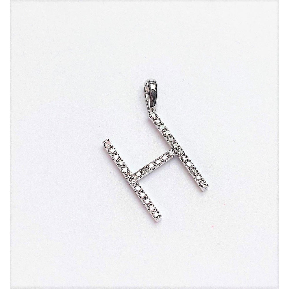 14K White Gold Diamond Initial Pendant with Pavé-Set Round Diamonds - 0.14 Carat Total Diamond Weight by Auriventus