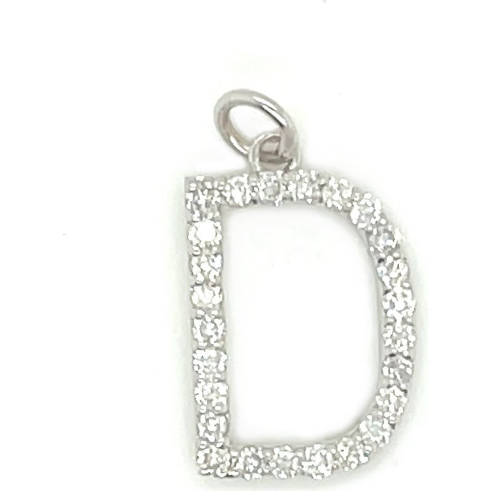 14K White Gold Diamond Initial Pendant with Prong-Set Round Diamonds - 0.25 Carat Total Diamond Weight by Auriventus