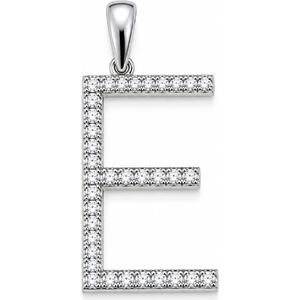 14K White Gold Diamond Initial Pendant with Round Pave-Set Diamonds - 0.15 Carat Total Diamond Weight by Auriventus