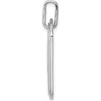 14K White Gold Diamond Initial Q Dog Tag Charm with Polished Finish and Rhodium Plating by Oro Pregiato