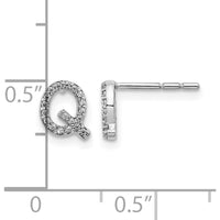 14K White Gold Diamond Initial Q Stud Earrings with Round Diamonds - 0.06 Carats Total Diamond Weight by Monteluci Fine Jewelry