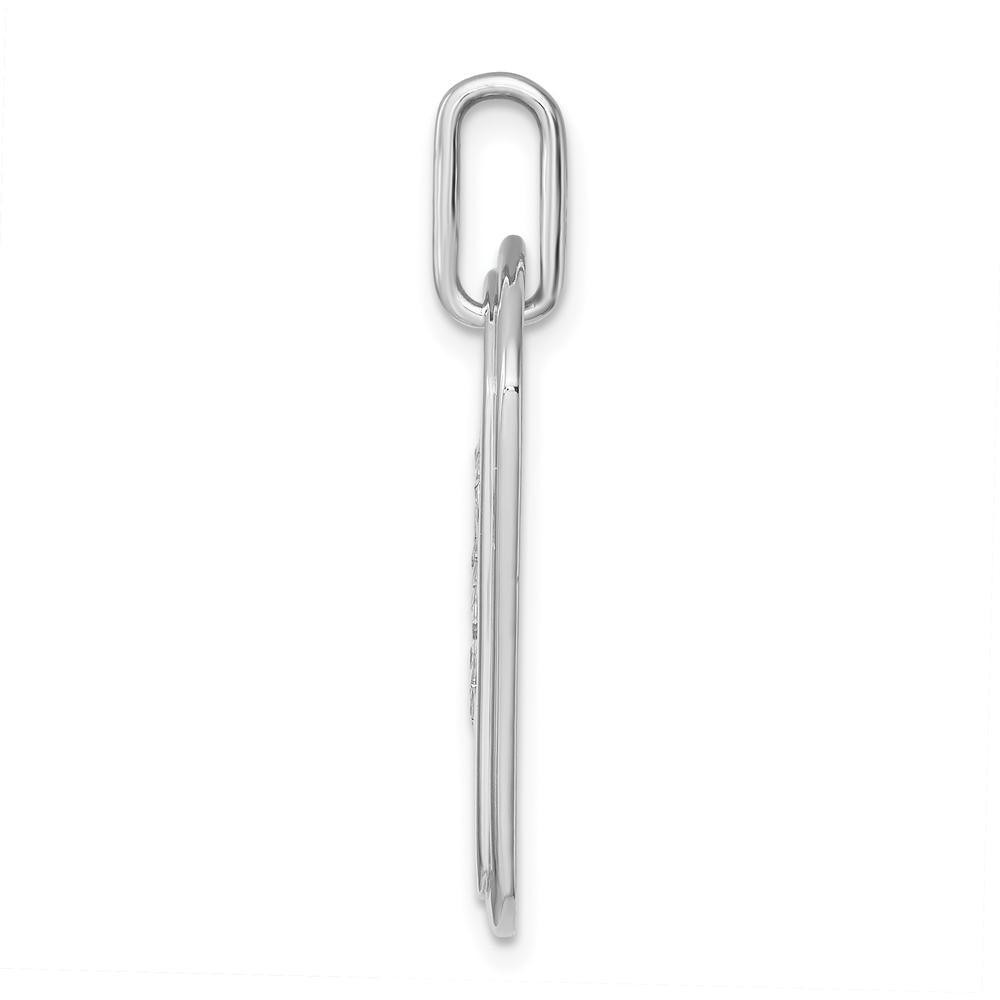 14K White Gold Diamond Initial S Dog Tag Charm with Rhodium Plating by Oro Pregiato