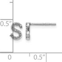 14K White Gold Diamond Initial "S" Earrings with 28 Round Diamonds - 0.003 Carats Total Diamond Weight by Monteluci Fine Jewelry