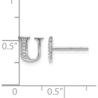 14K White Gold Diamond Initial U Earrings - 0.003 Carats Total Diamond Weight by Monteluci Fine Jewelry