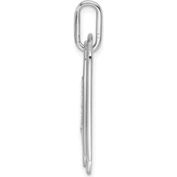 14K White Gold Diamond Initial V Dog Tag Charm Pendant with Polished Finish and Rhodium Plating by Oro Pregiato