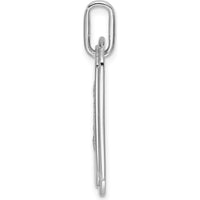 14K White Gold Diamond Initial W Dog Tag Charm with Rhodium Plating by Oro Pregiato