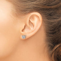 14K White Gold Diamond Initial W Earrings with Round Diamonds - 0.014 Carats Total Diamond Weight by Monteluci Fine Jewelry