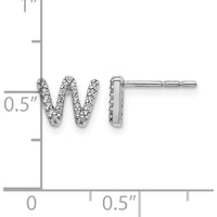 14K White Gold Diamond Initial W Earrings with Round Diamonds - 0.014 Carats Total Diamond Weight by Monteluci Fine Jewelry