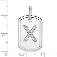 14K White Gold Diamond Initial X Dog Tag Charm - Rhodium Plated, 0.25 Carat Total Diamond Weight by Oro Pregiato