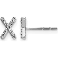 14K White Gold Diamond Initial X Earrings with 26 Round-Cut Diamonds - 0.08 Carats Total Diamond Weight by Monteluci Fine Jewelry