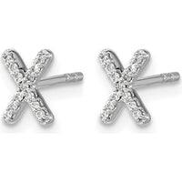 14K White Gold Diamond Initial X Earrings with 26 Round-Cut Diamonds - 0.08 Carats Total Diamond Weight by Monteluci Fine Jewelry