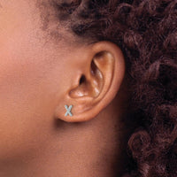 14K White Gold Diamond Initial X Earrings with 26 Round-Cut Diamonds - 0.08 Carats Total Diamond Weight by Monteluci Fine Jewelry