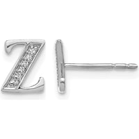 14K White Gold Diamond Initial Z Earrings - 0.03 Carats Total Diamond Weight by Monteluci Fine Jewelry
