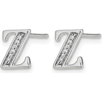 14K White Gold Diamond Initial Z Earrings - 0.03 Carats Total Diamond Weight by Monteluci Fine Jewelry