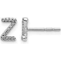 14K White Gold Diamond Initial Z Stud Earrings - 0.007 Carats Total Diamond Weight by Monteluci Fine Jewelry