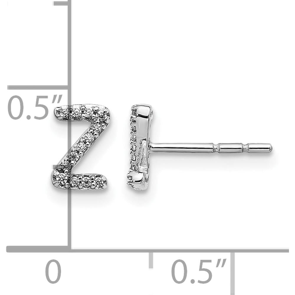 14K White Gold Diamond Initial Z Stud Earrings - 0.007 Carats Total Diamond Weight by Monteluci Fine Jewelry