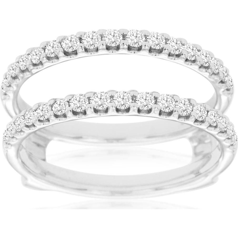14K White Gold Diamond Insert Ring Enhancer with Round Prong-Set Diamonds - 0.50 Carat Total Diamond Weight - Royal Jewelry