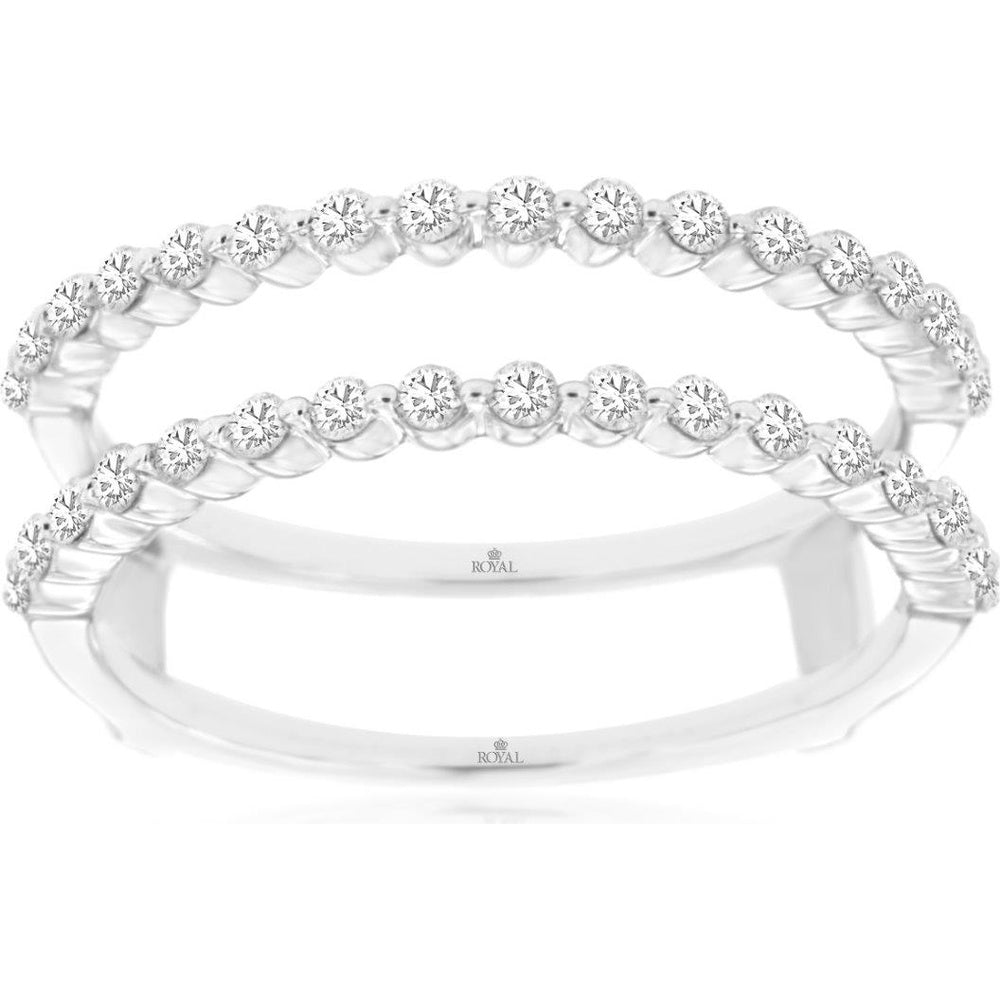 14K White Gold Diamond Insert Ring with Alternating Prong-Set Round Diamonds - 0.47 Carat Total Diamond Weight - Royal Jewelry