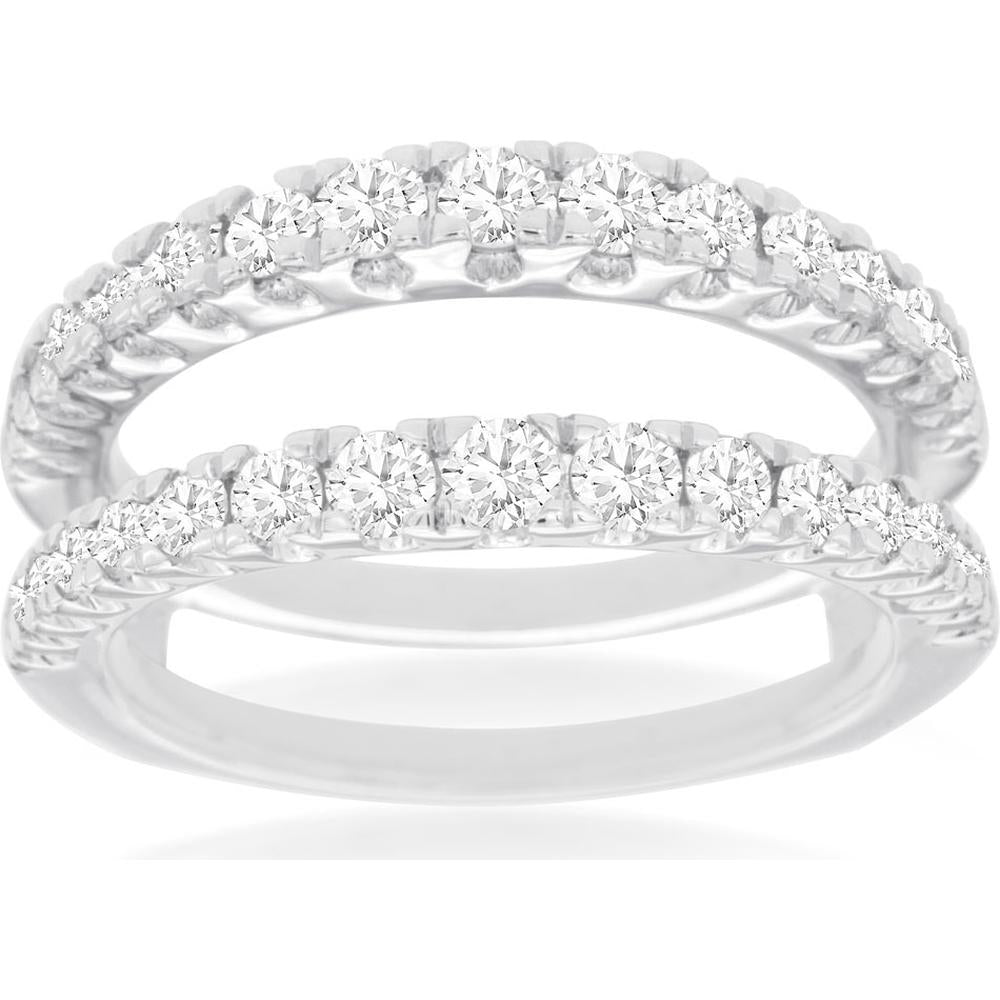 14K White Gold Diamond Insert Ring with Double-Row Diamond Setting - 0.98 Carats Total Diamond Weight