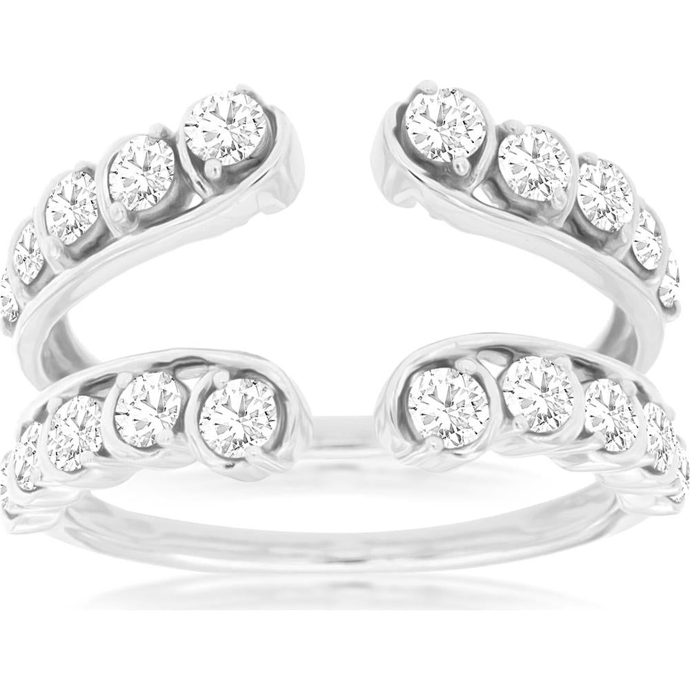 14K White Gold Diamond Insert Ring with Round Brilliant Cut Diamonds - 1.00 Total Carat Weight - Royal Jewelry