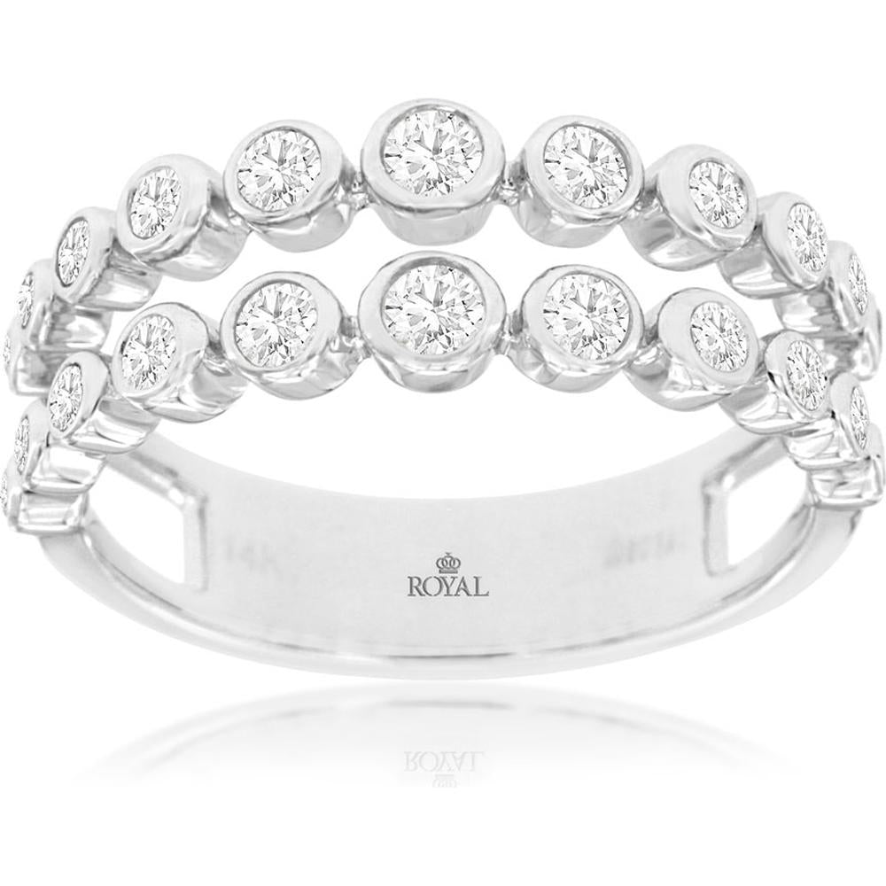14K White Gold Diamond Insert Ring with Round Brilliant Diamonds - 0.52 Carats Total Diamond Weight