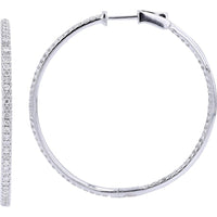 14K White Gold Diamond Inside-Out Hoop Earrings - 1.70 Carat Total Diamond Weight