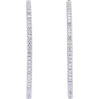 14K White Gold Diamond Inside-Out Hoop Earrings - 1.70 Carat Total Diamond Weight