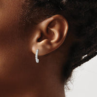 14K White Gold Diamond J-Hoop Post Earrings with Round Diamonds - 0.102 Carat Total Diamond Weight by Monteluci Fine Jewelry