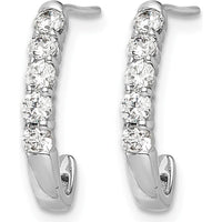 14K White Gold Diamond J-Hoop Post Earrings with Round Diamonds - 0.102 Carat Total Diamond Weight by Monteluci Fine Jewelry