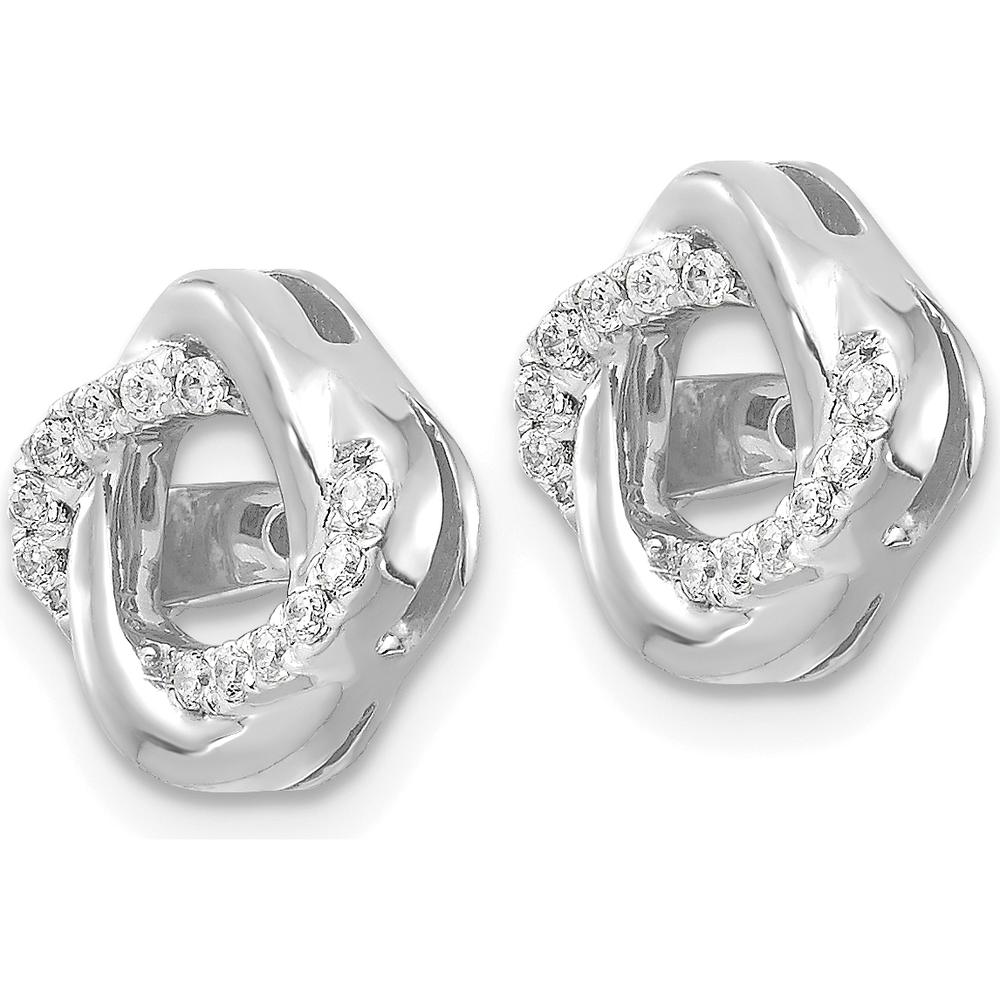 14K White Gold Diamond Jacket Earrings with 24 Round Diamonds - 0.12 Carats Total Diamond Weight by Monteluci Fine Jewelry