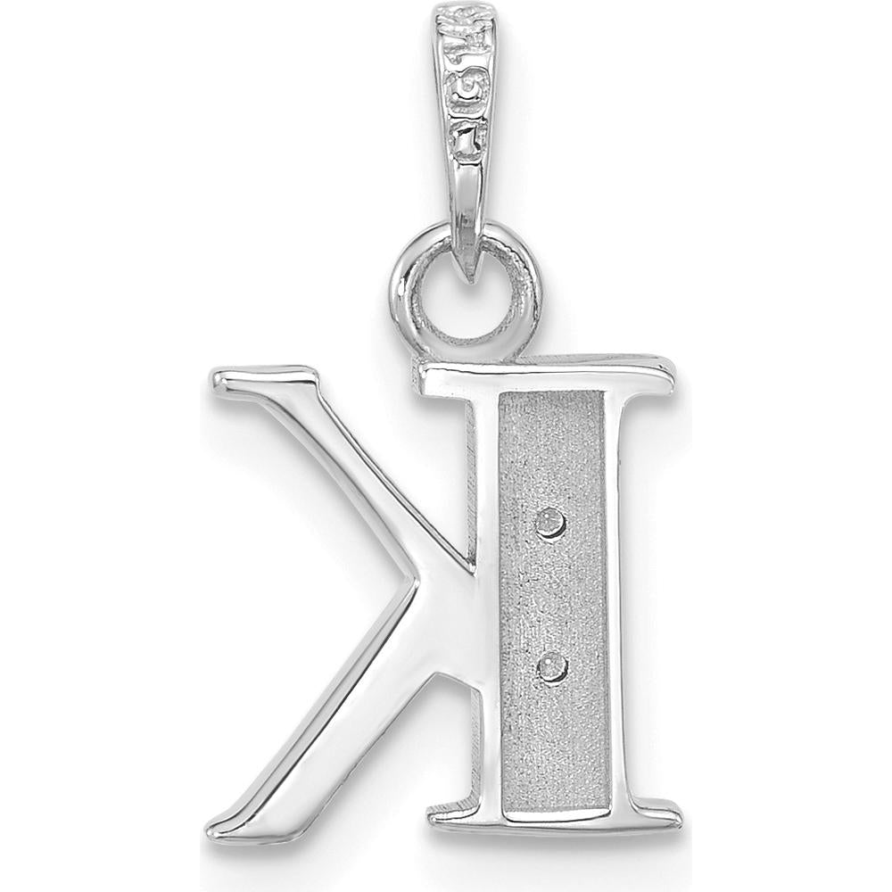 14K White Gold Diamond "K" Initial Pendant with Round Diamonds - 0.01 Carat Total Diamond Weight by Oro Pregiato
