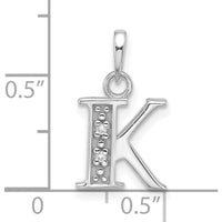 14K White Gold Diamond "K" Initial Pendant with Round Diamonds - 0.01 Carat Total Diamond Weight by Oro Pregiato