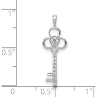 14K White Gold Diamond Key Pendant with Round-Cut Diamonds - 1/15 Carat Total Diamond Weight by Monteluci Fine Jewelry