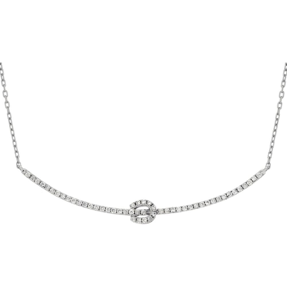 14K White Gold Diamond Knot Necklace - 0.30 Carats Total Diamond Weight