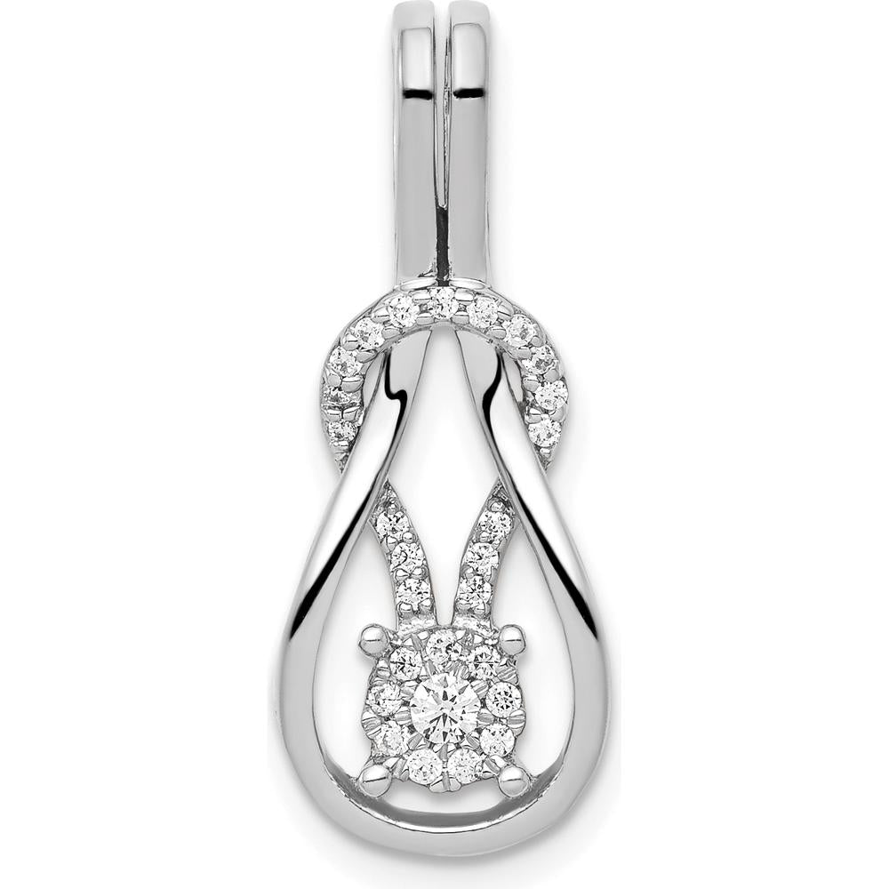14K White Gold Diamond Knot Pendant Slide with Round Diamonds - 1/6 Carat Total Diamond Weight by Oro Pregiato