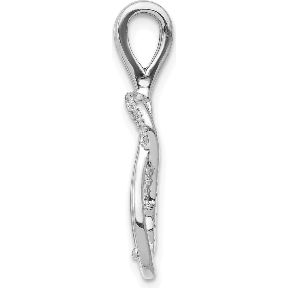 14K White Gold Diamond Knot Pendant Slide with Round Diamonds - 1/6 Carat Total Diamond Weight by Oro Pregiato